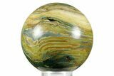 Gary Green Jasper (Larsonite) Bog Wood Sphere - Oregon #370936-1